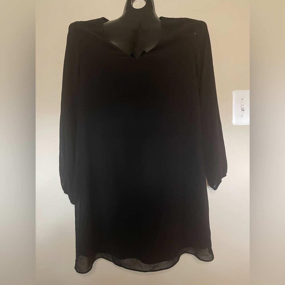 3/$15 A. Byer Little Black Dress L Long Sleeve Sheer Arm Detailing
